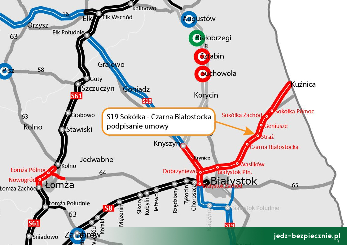 Polskie drogi - umowa na projekt i budowę S19 Sokółka - Czarna Białostocka